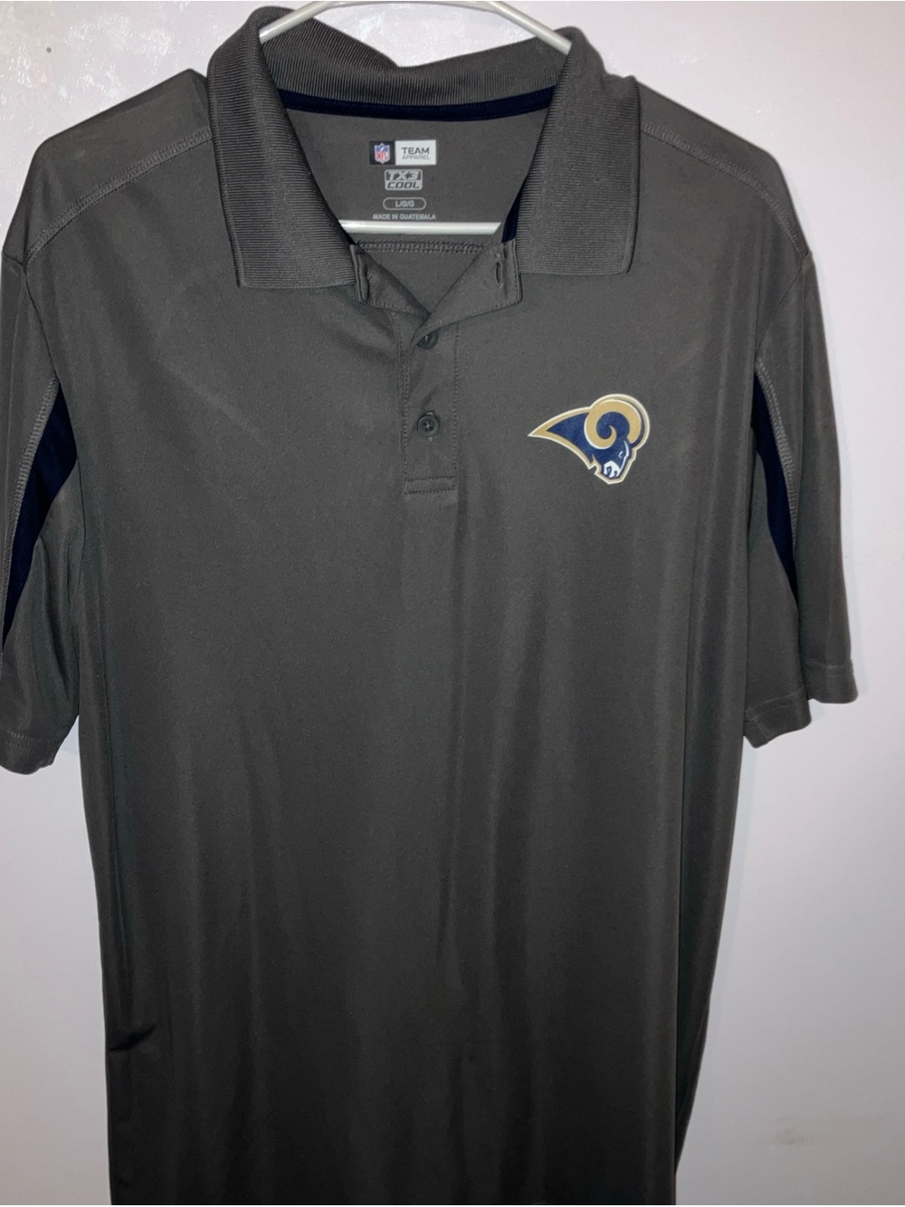 NFL Team Apparel, mensL, Los Angeles Rams polo shirt , gray , tx3 cool
